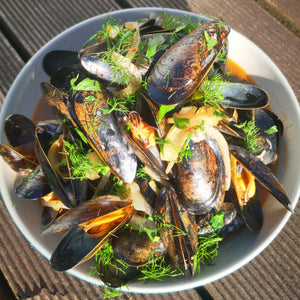 Mussels cooked with Ginger Kombucha - cooking with Billy